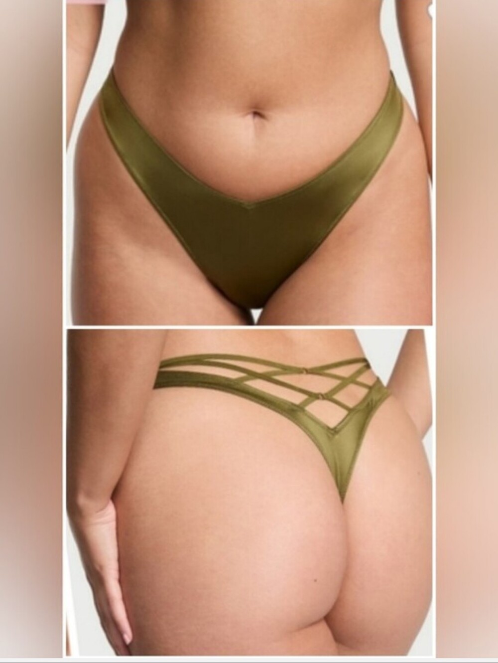 Victoria's secret very sexy strappy back high-leg thong panty GREEN XXL